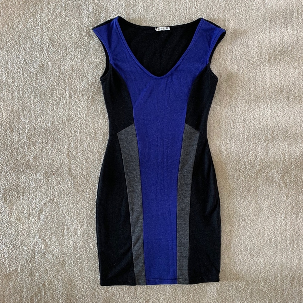 🔴Soprano blue black colorblock bodycon dress